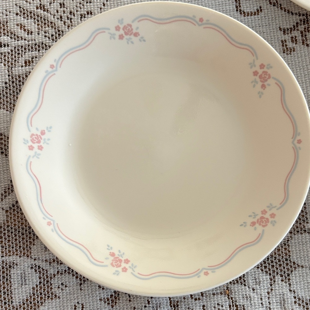 Corelle Cream saucer with Pink Floral Design